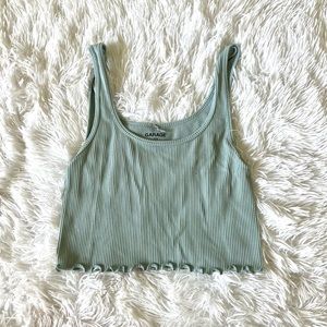Garage Green Ribbed Cropped Tank